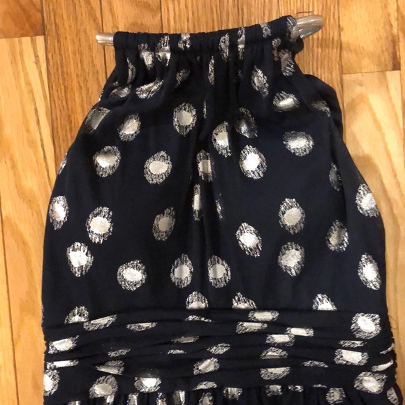 Navy blue and silver high neckline dress - Picture 2 of 3